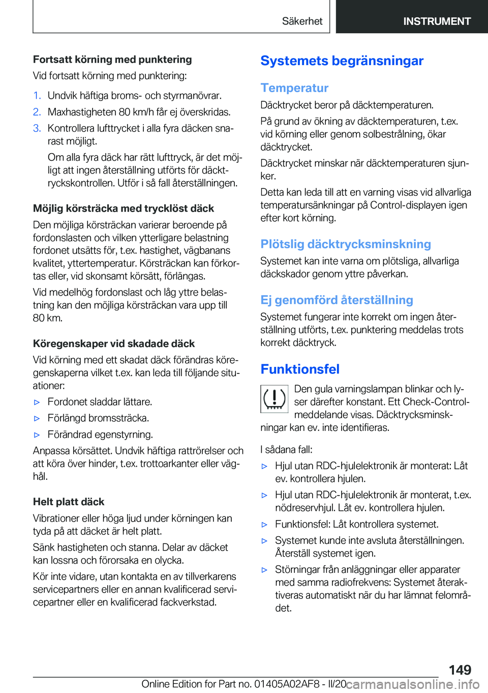 BMW X1 2020  InstruktionsbÖcker (in Swedish) �F�o�r�t�s�a�t�t��k�
