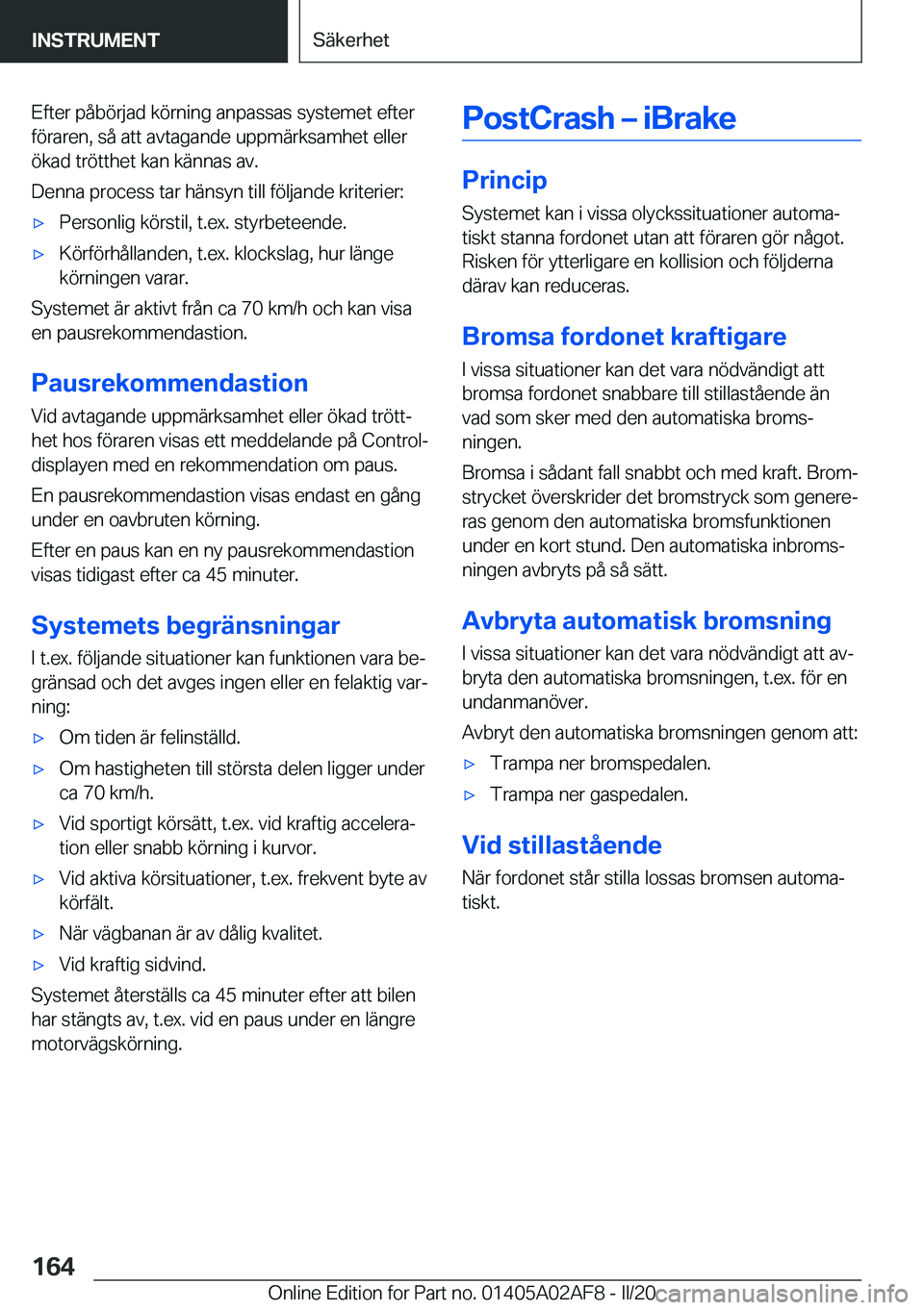 BMW X1 2020  InstruktionsbÖcker (in Swedish) �E�f�t�e�r��p�å�b�