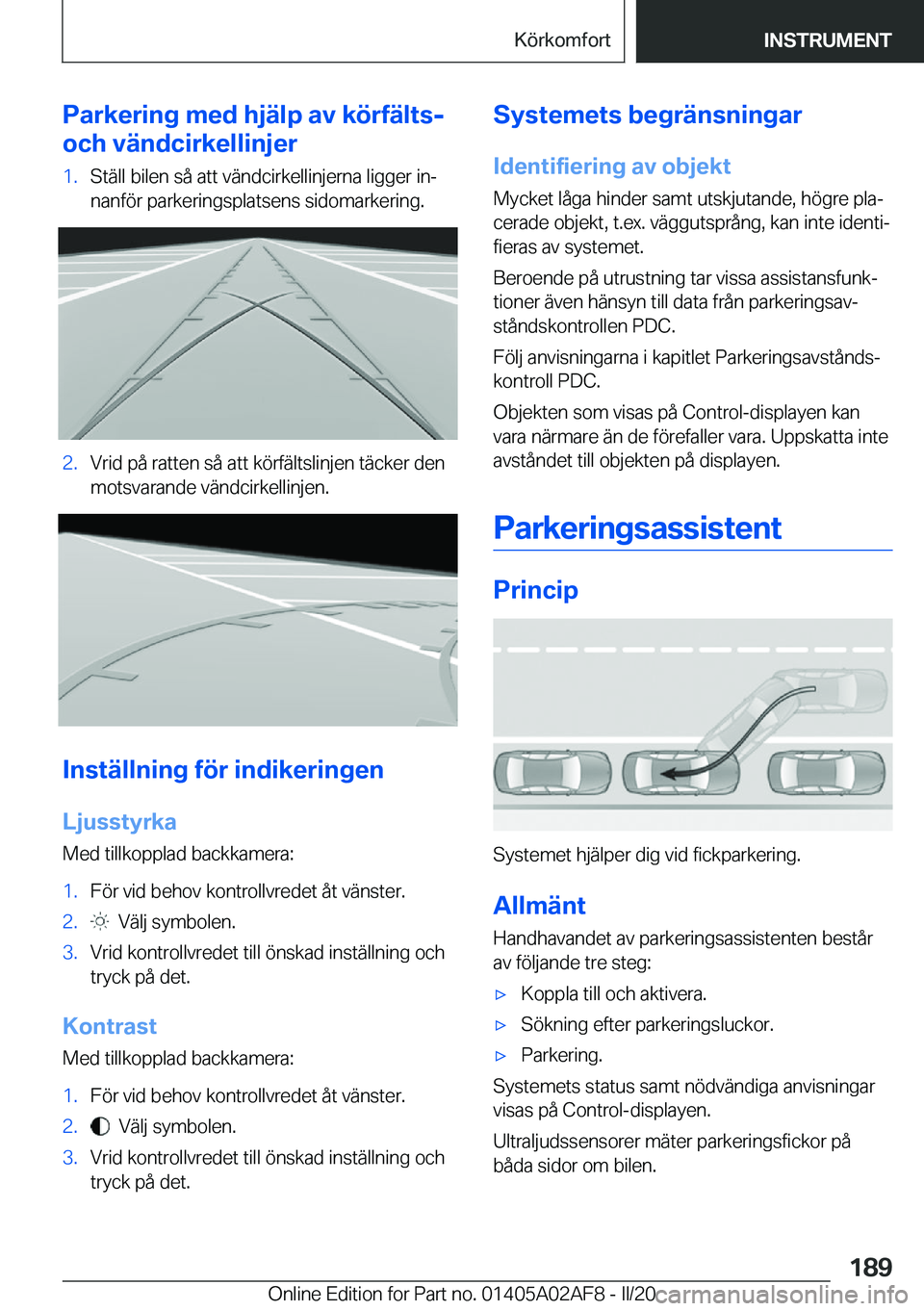 BMW X1 2020  InstruktionsbÖcker (in Swedish) �P�a�r�k�e�r�i�n�g��m�e�d��h�j�ä�l�p��a�v��k�