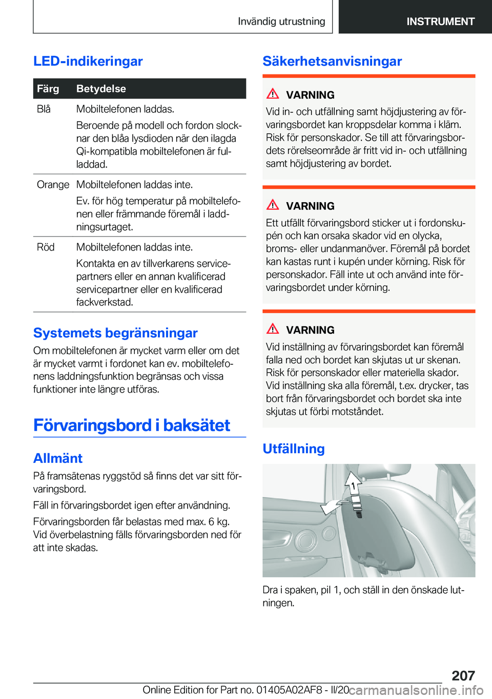 BMW X1 2020  InstruktionsbÖcker (in Swedish) �L�E�D�-�i�n�d�i�k�e�r�i�n�g�a�r�F�ä�r�g�B�e�t�y�d�e�l�s�e�B�l�å�M�o�b�i�l�t�e�l�e�f�o�n�e�n��l�a�d�d�a�s�.
�B�e�r�o�e�n�d�e��p�å��m�o�d�e�l�l��o�c�h��f�o�r�d�o�n��s�l�o�c�kj
�n�a�r��d�e�n�