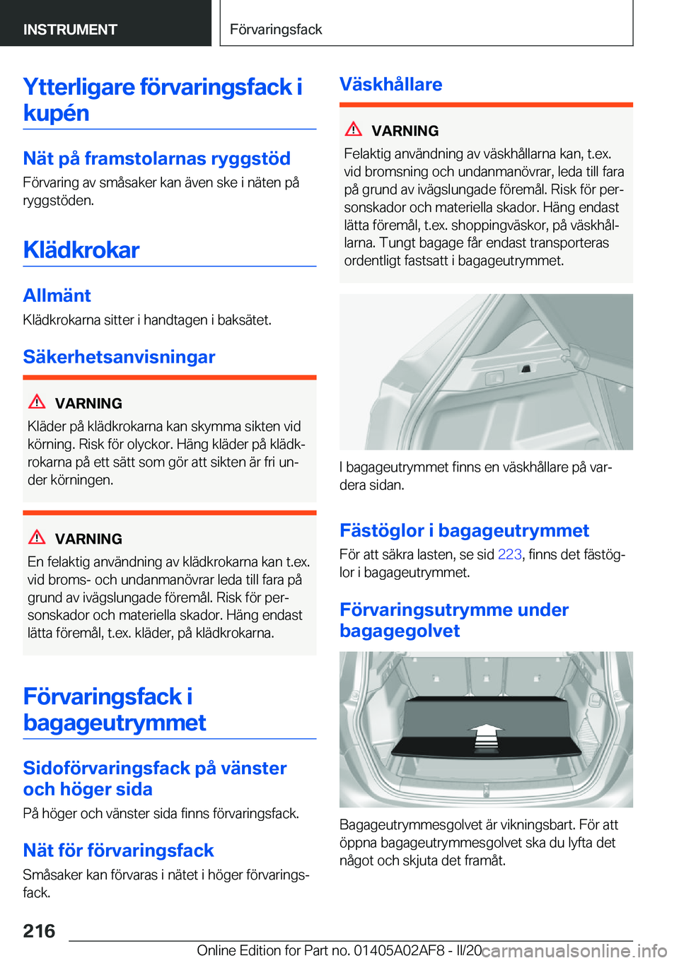 BMW X1 2020  InstruktionsbÖcker (in Swedish) �Y�t�t�e�r�l�i�g�a�r�e��f�