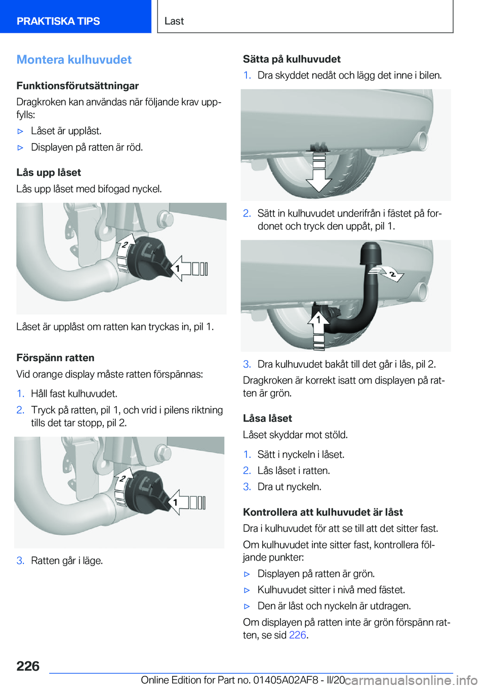 BMW X1 2020  InstruktionsbÖcker (in Swedish) �M�o�n�t�e�r�a��k�u�l�h�u�v�u�d�e�t�F�u�n�k�t�i�o�n�s�f�