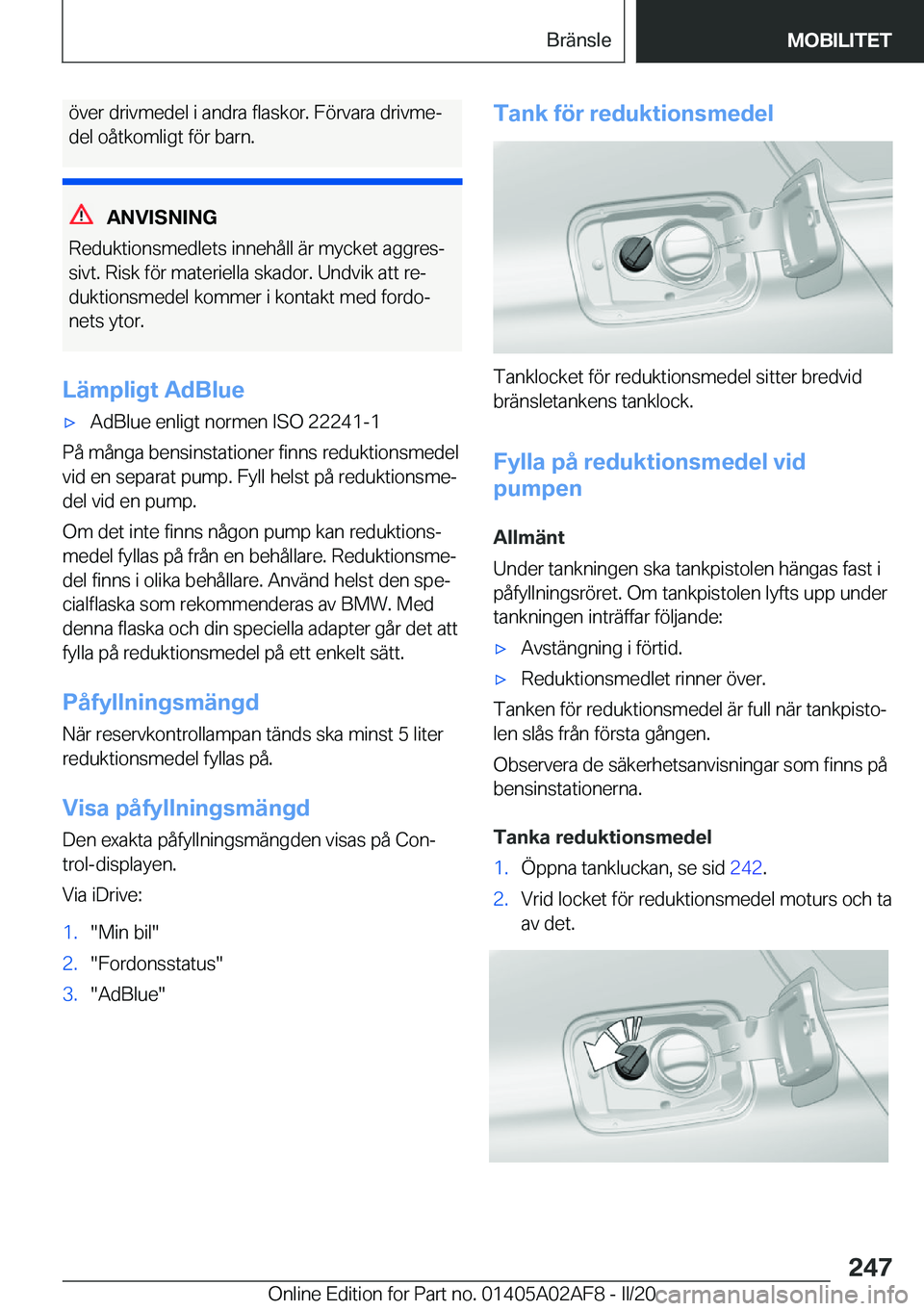 BMW X1 2020  InstruktionsbÖcker (in Swedish) �