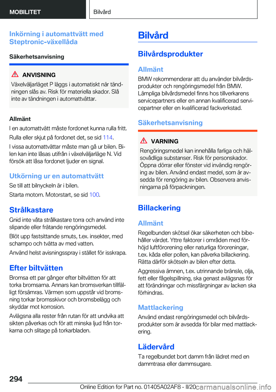 BMW X1 2020  InstruktionsbÖcker (in Swedish) �I�n�k�