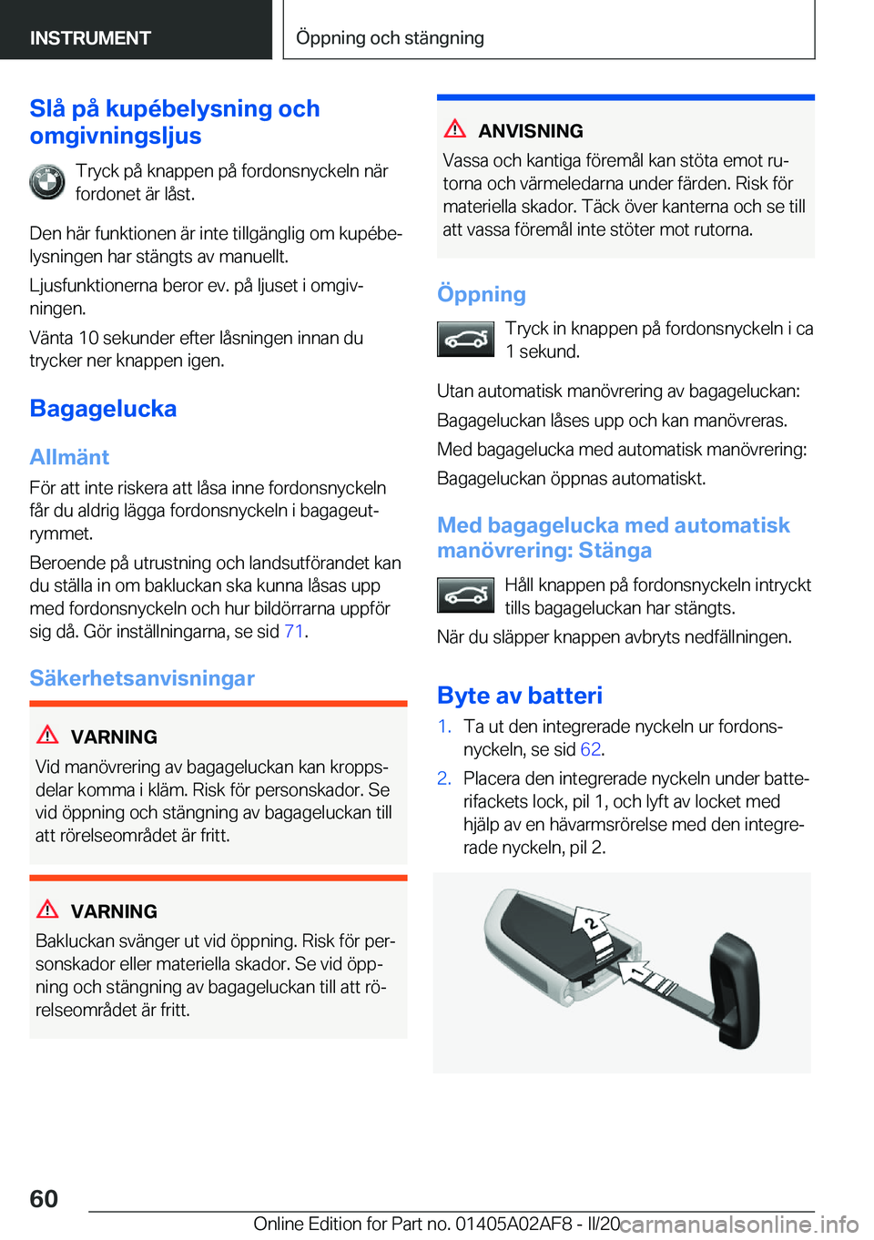 BMW X1 2020  InstruktionsbÖcker (in Swedish) �S�l�å��p�å��k�u�p�