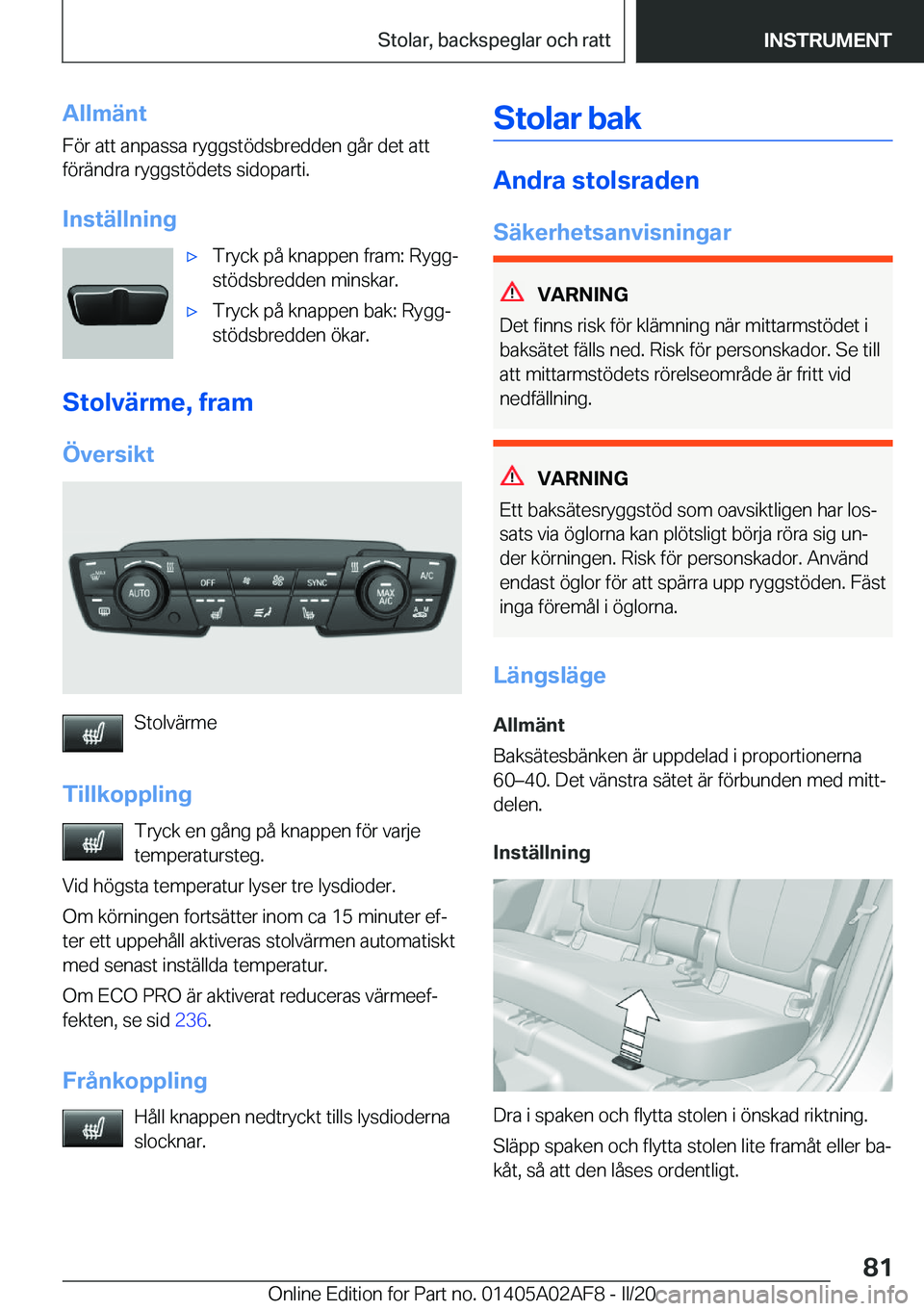 BMW X1 2020  InstruktionsbÖcker (in Swedish) �A�l�l�m�ä�n�t
�F�