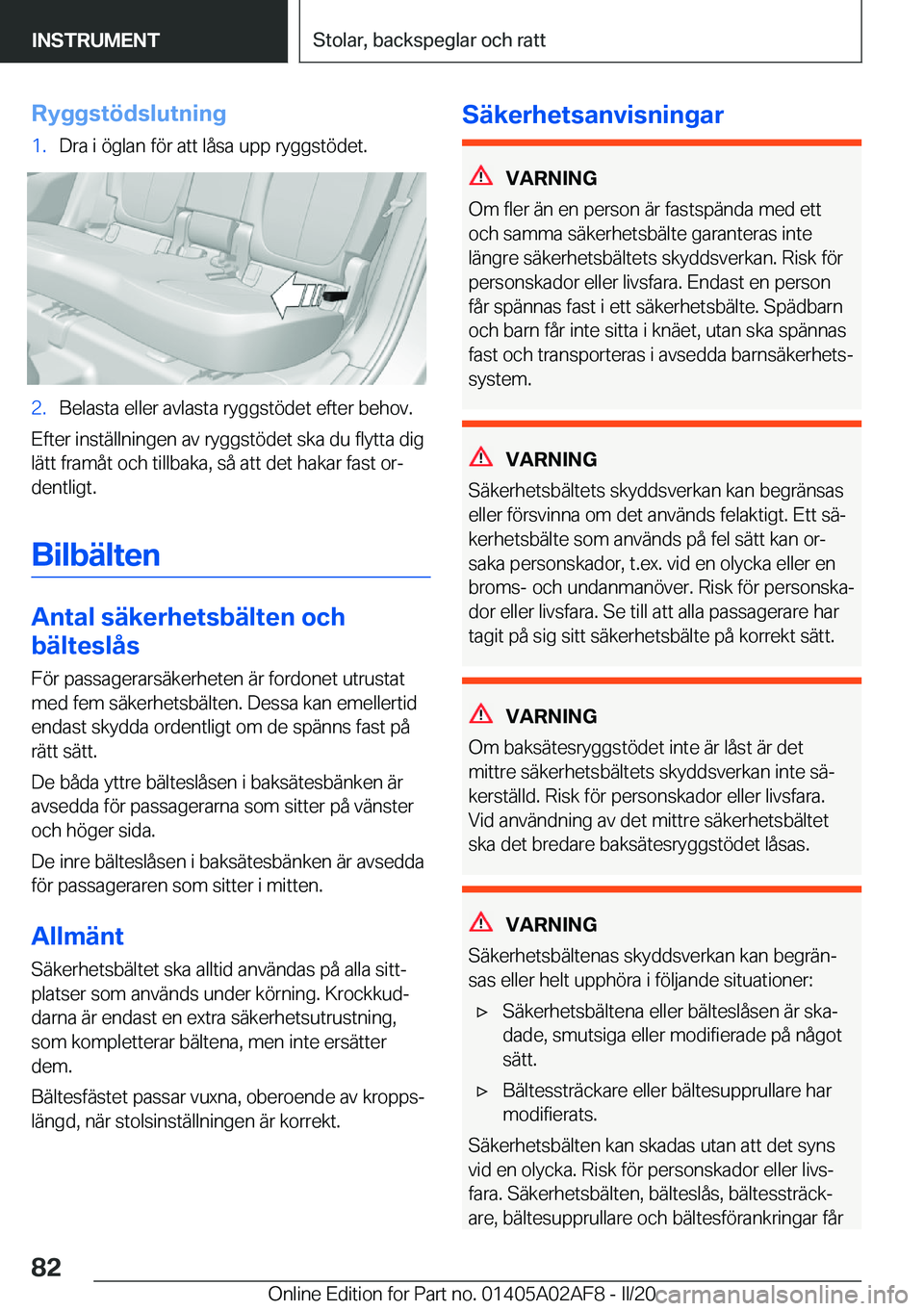 BMW X1 2020  InstruktionsbÖcker (in Swedish) �R�y�g�g�s�t�
