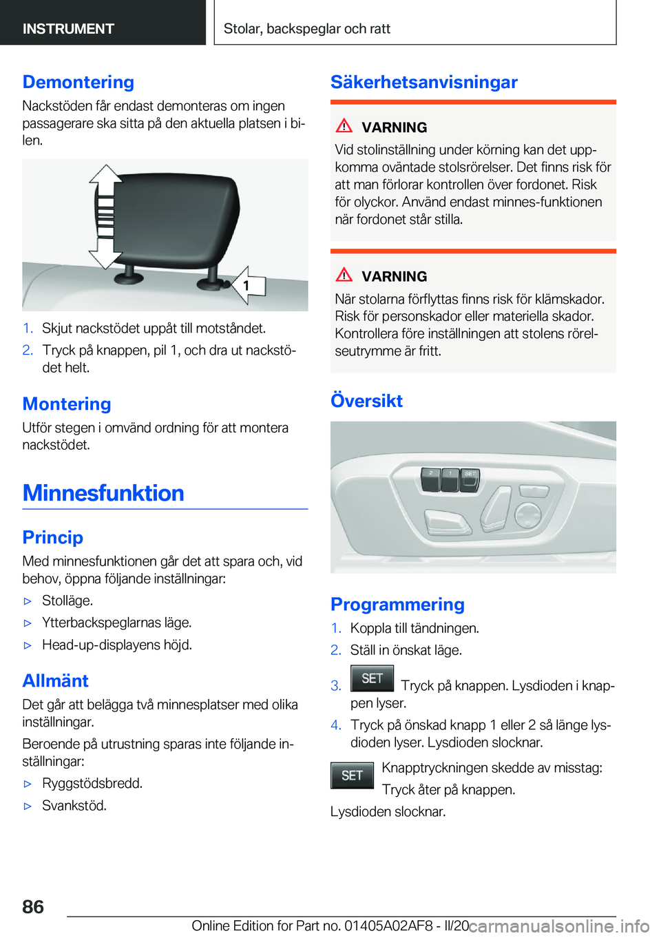 BMW X1 2020  InstruktionsbÖcker (in Swedish) �D�e�m�o�n�t�e�r�i�n�g�N�a�c�k�s�t�