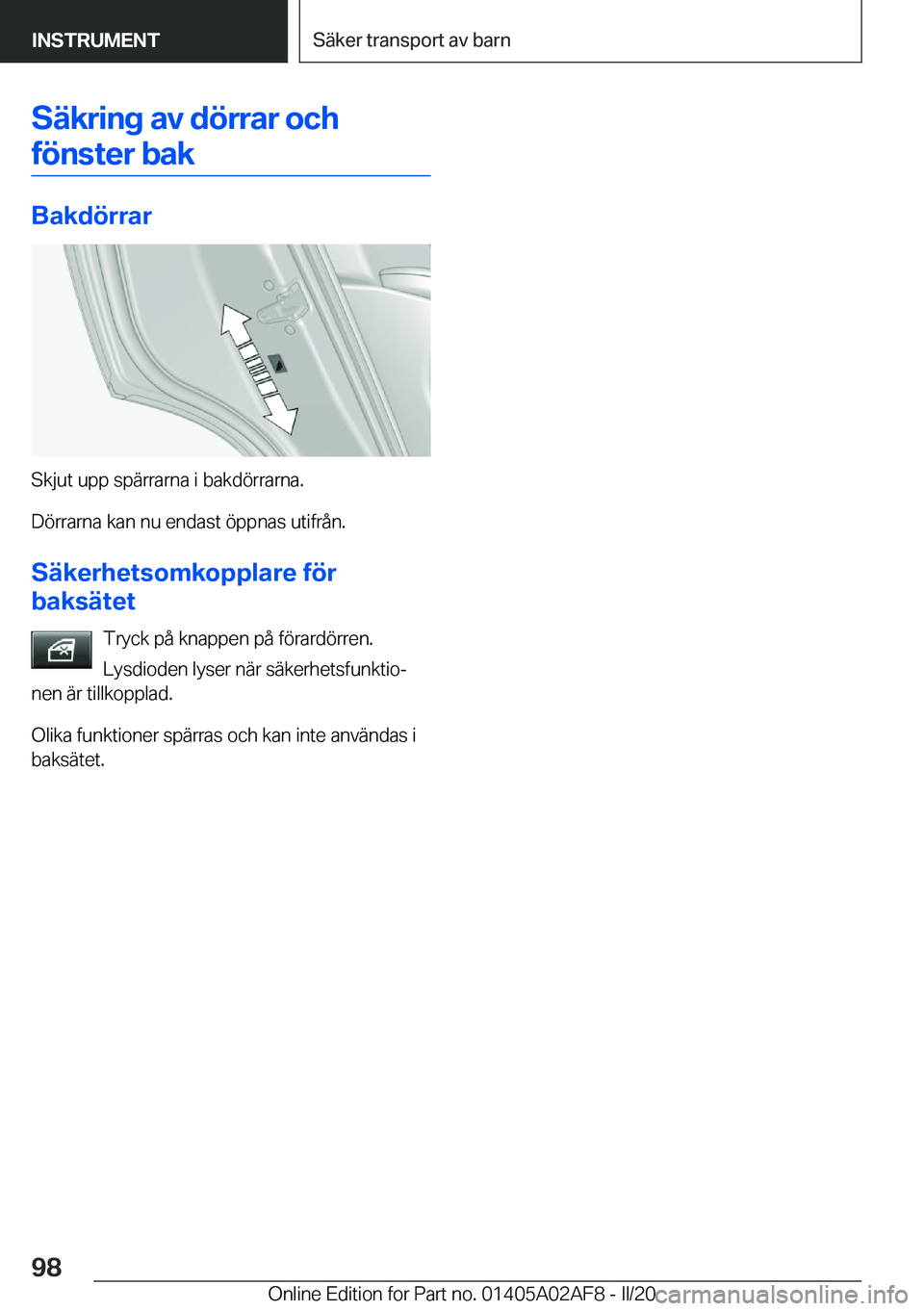 BMW X1 2020  InstruktionsbÖcker (in Swedish) �S�ä�k�r�i�n�g��a�v��d�