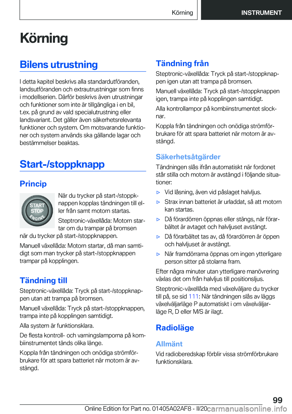 BMW X1 2020  InstruktionsbÖcker (in Swedish) �K�