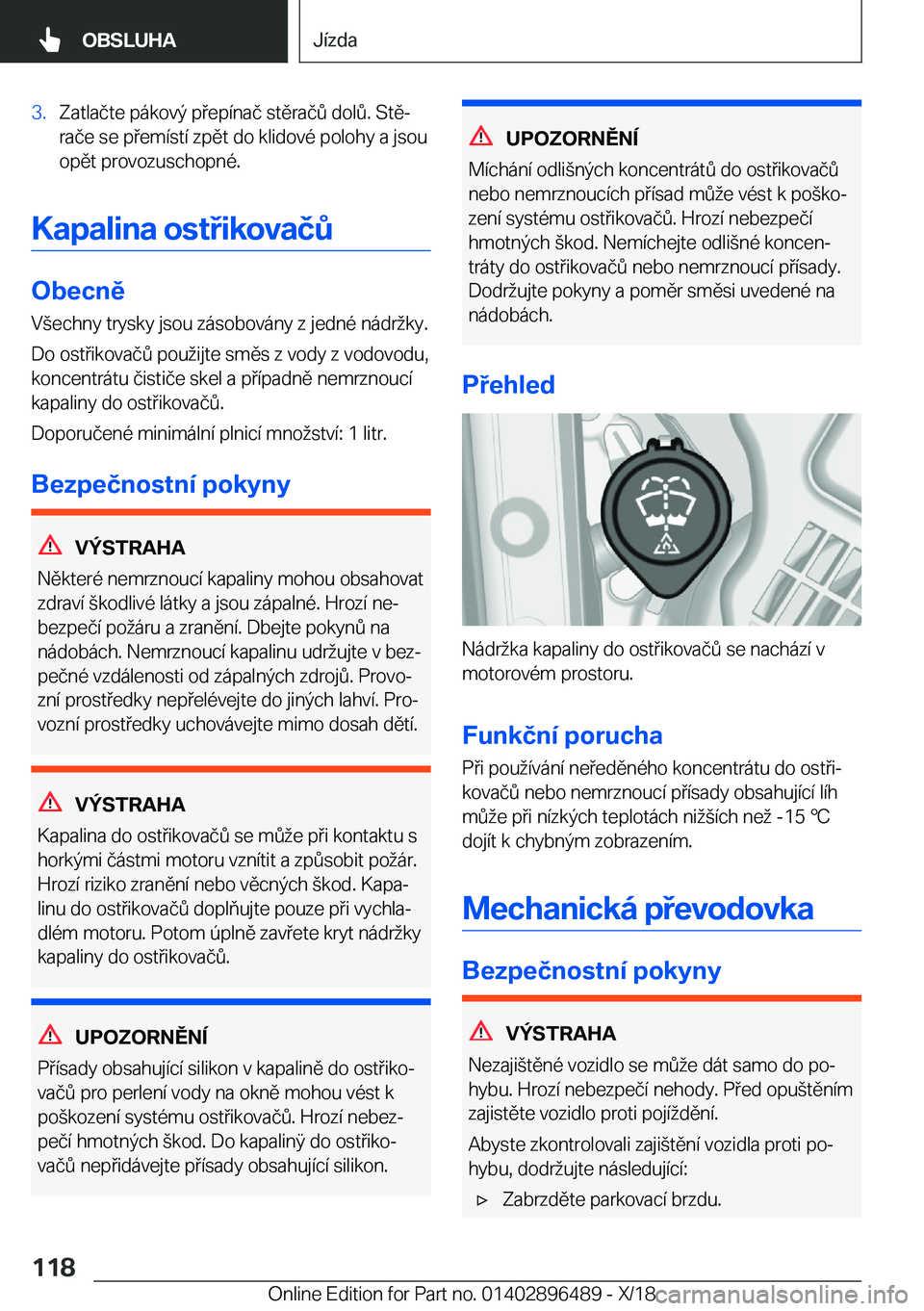 BMW X1 2019  Návod na použití (in Czech) �3�.�Z�a�t�l�a�č�t�e��p�