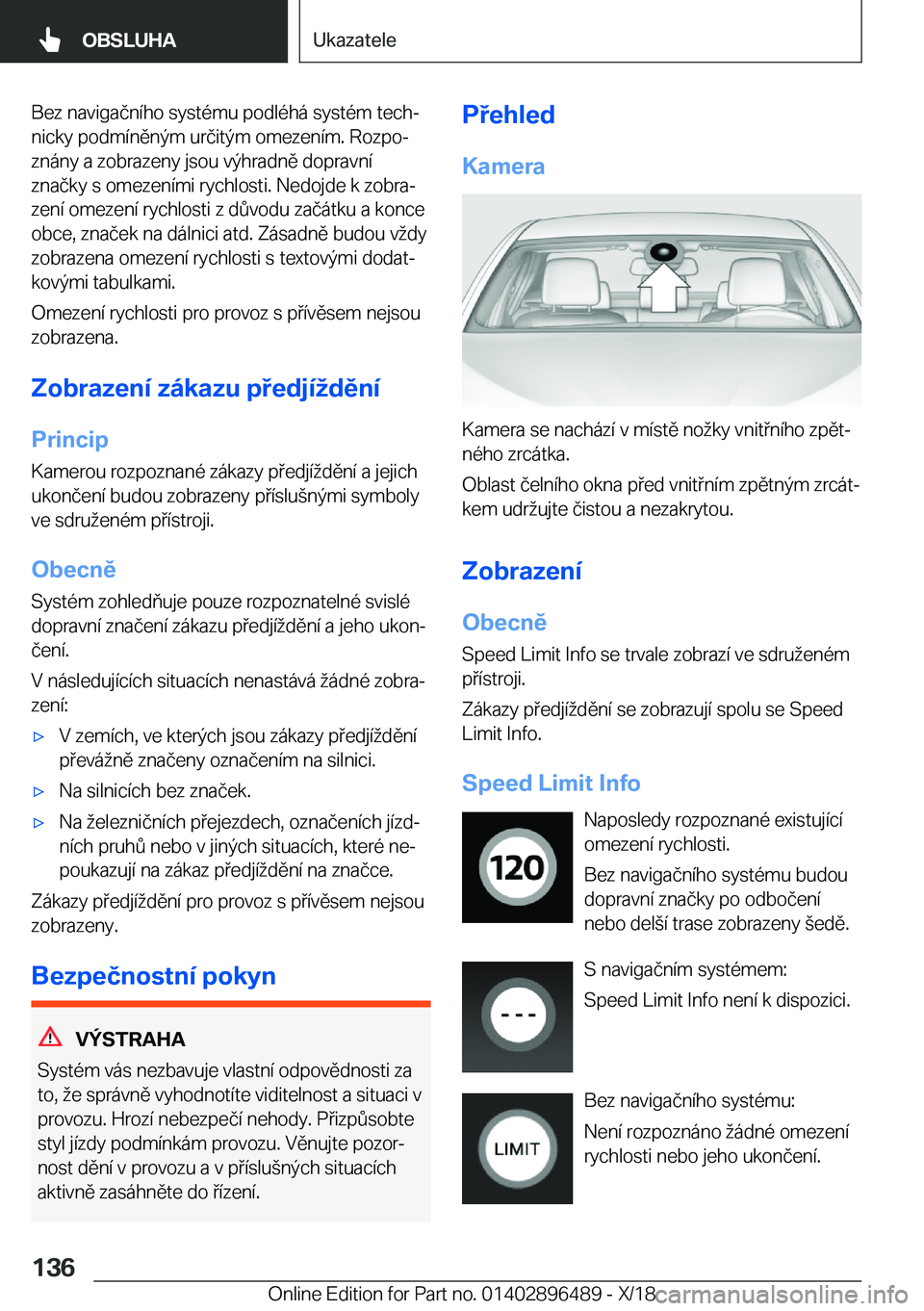 BMW X1 2019  Návod na použití (in Czech) �B�e�z��n�a�v�i�g�a�č�n�