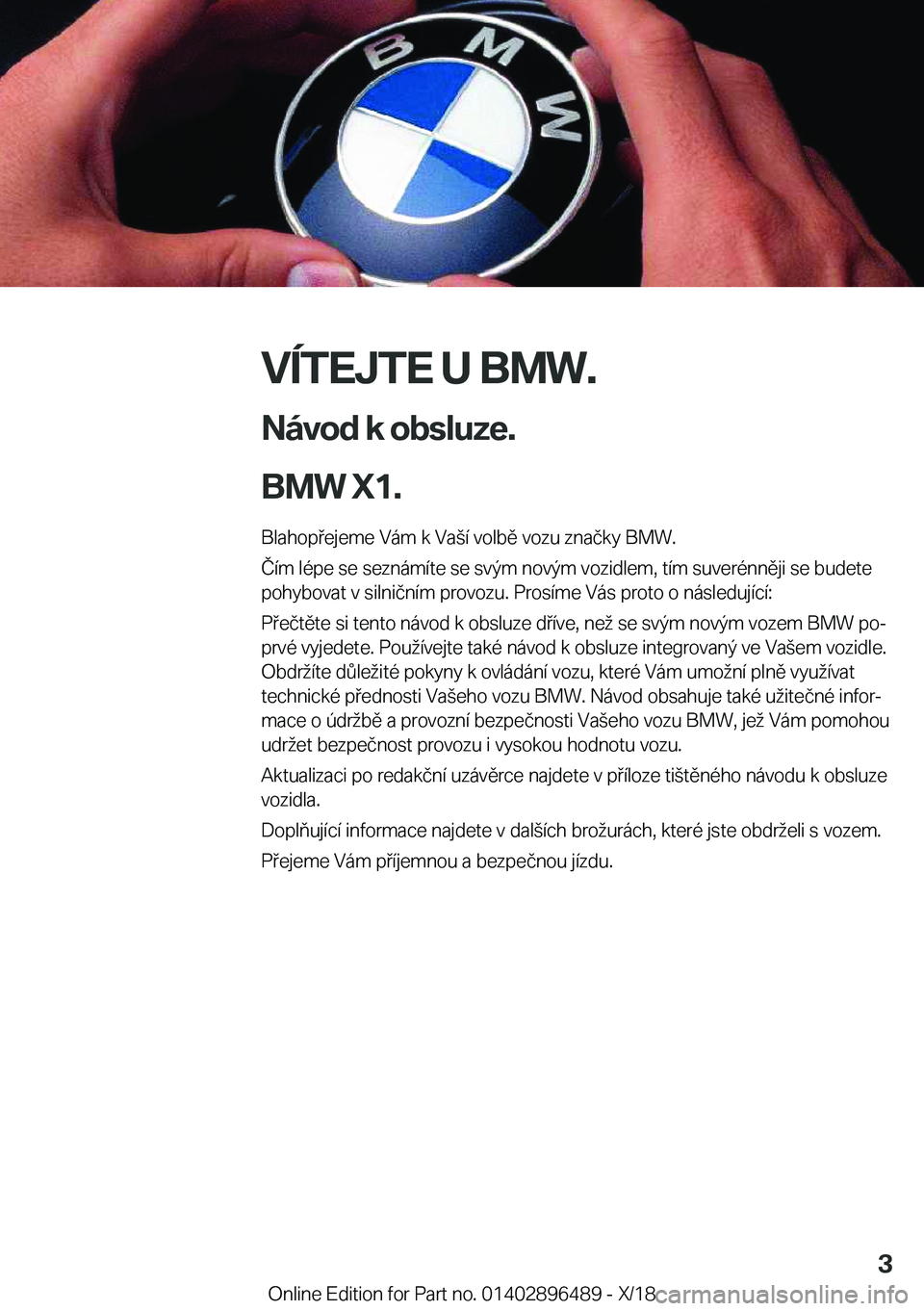 BMW X1 2019  Návod na použití (in Czech) �V�