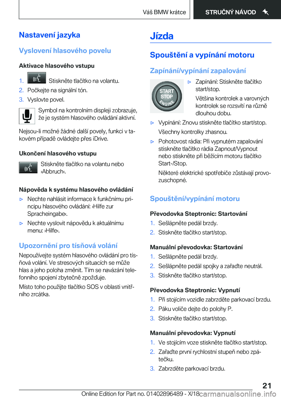 BMW X1 2019  Návod na použití (in Czech) �N�a�s�t�a�v�e�n�