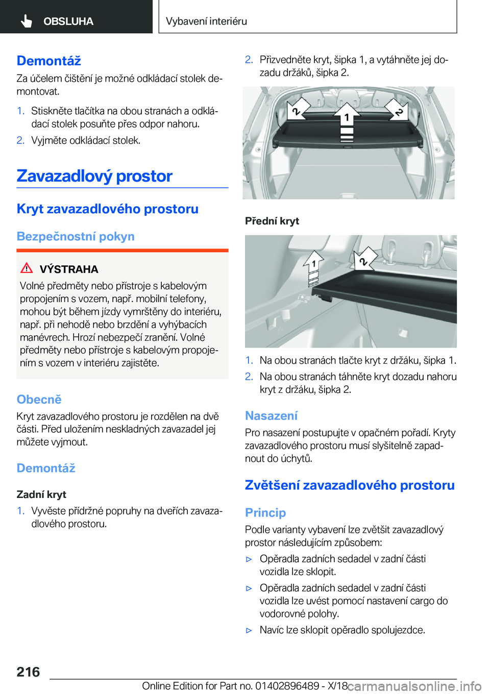 BMW X1 2019  Návod na použití (in Czech) �D�e�m�o�n�t�
