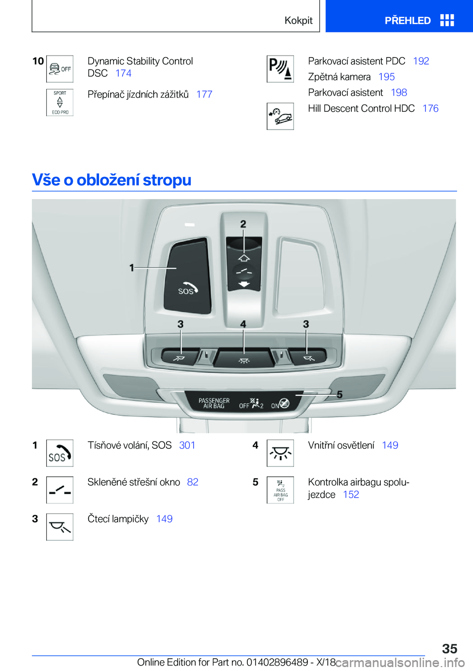 BMW X1 2019  Návod na použití (in Czech) �1�0�D�y�n�a�m�i�c��S�t�a�b�i�l�i�t�y��C�o�n�t�r�o�l
�D�S�C\_ �1�7�4�P�e�p�