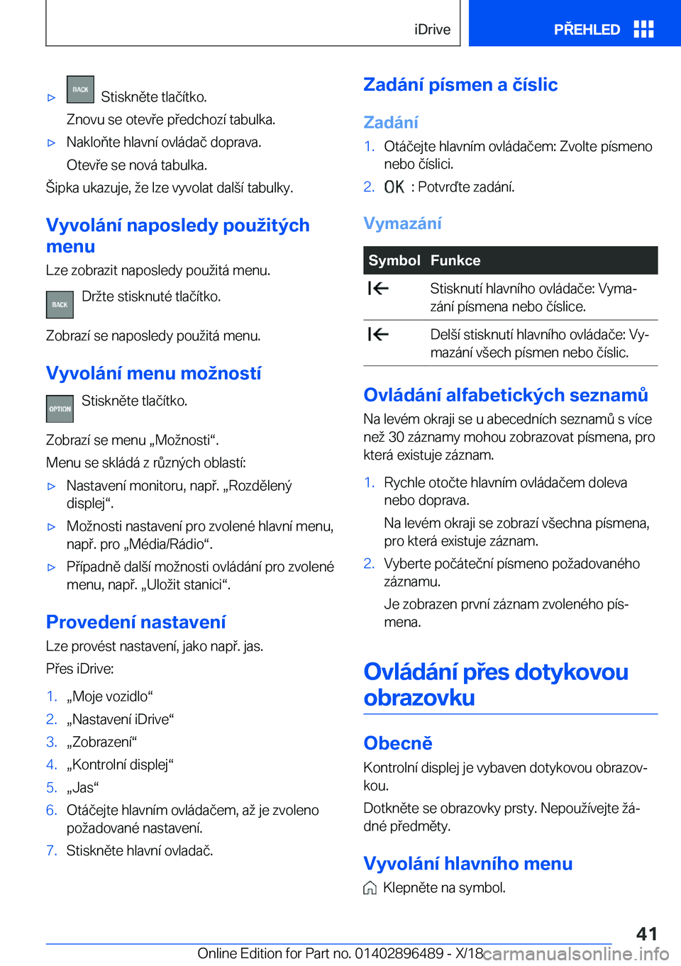 BMW X1 2019  Návod na použití (in Czech) x���S�t�i�s�k�n�