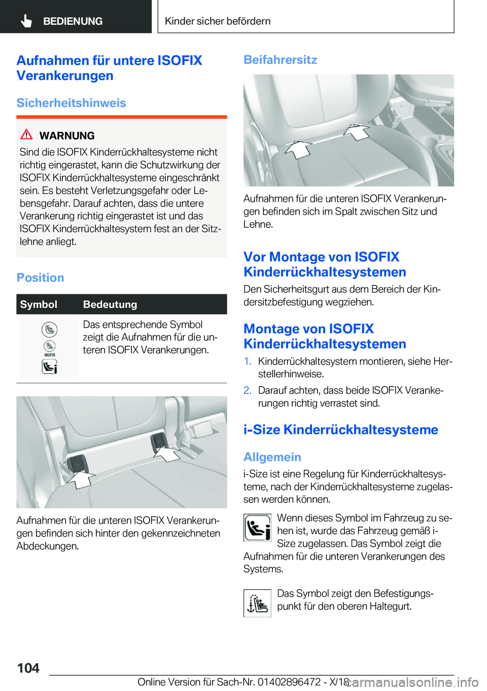 BMW X1 2019  Betriebsanleitungen (in German) �A�u�f�n�a�h�m�e�n��f�
