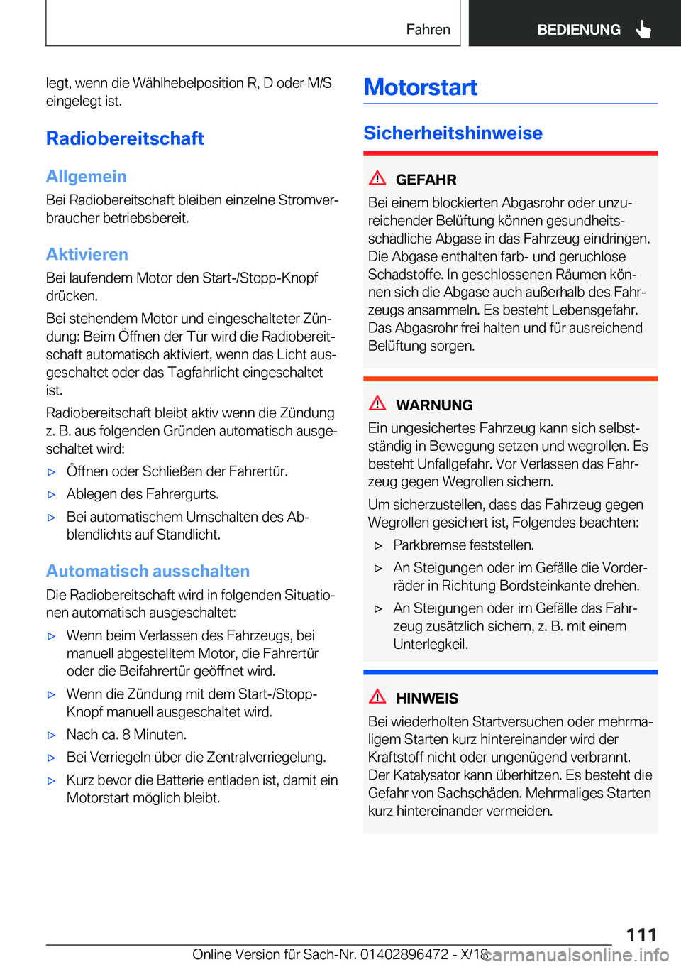 BMW X1 2019  Betriebsanleitungen (in German) �l�e�g�t�,��w�e�n�n��d�i�e��W�