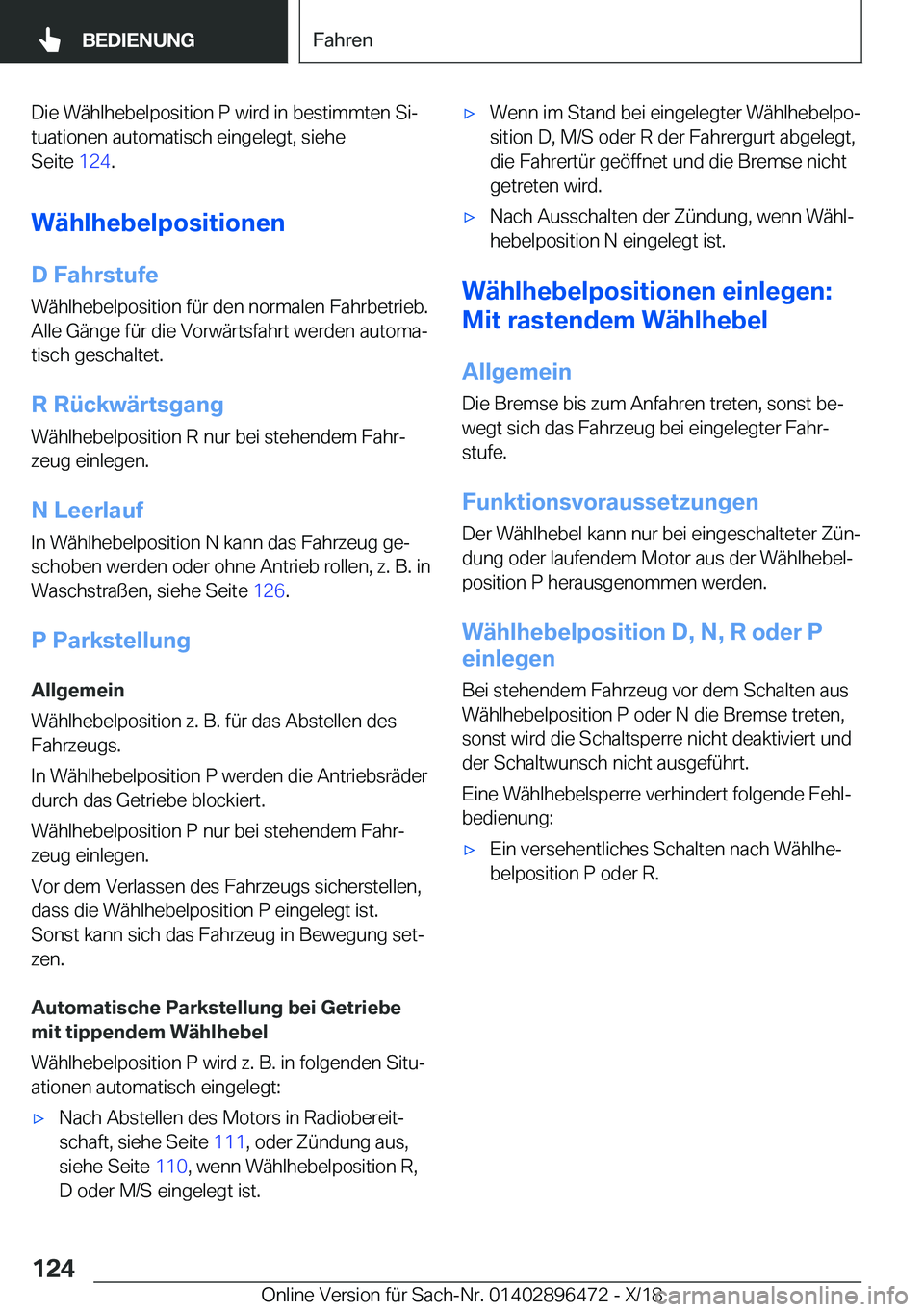 BMW X1 2019  Betriebsanleitungen (in German) �D�i�e��W�