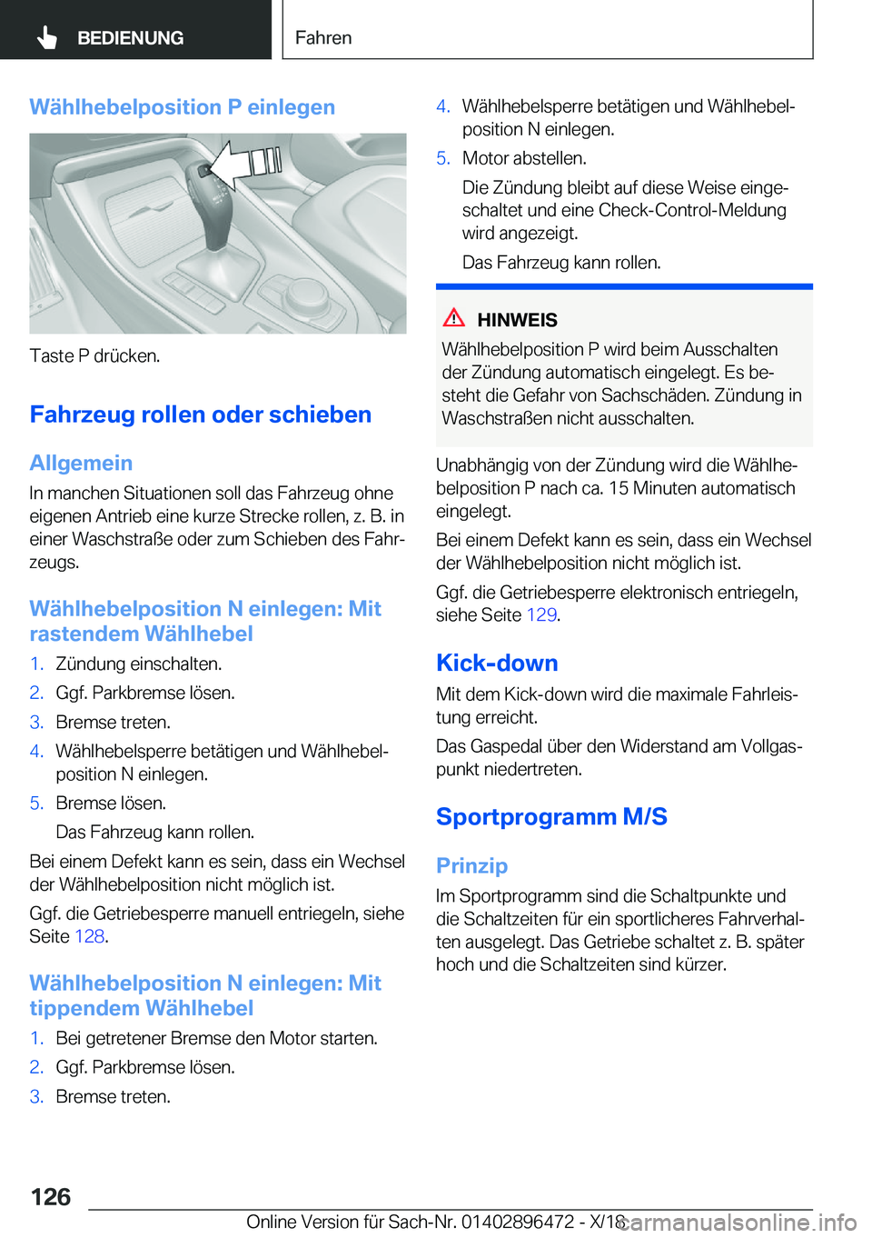 BMW X1 2019  Betriebsanleitungen (in German) �W�