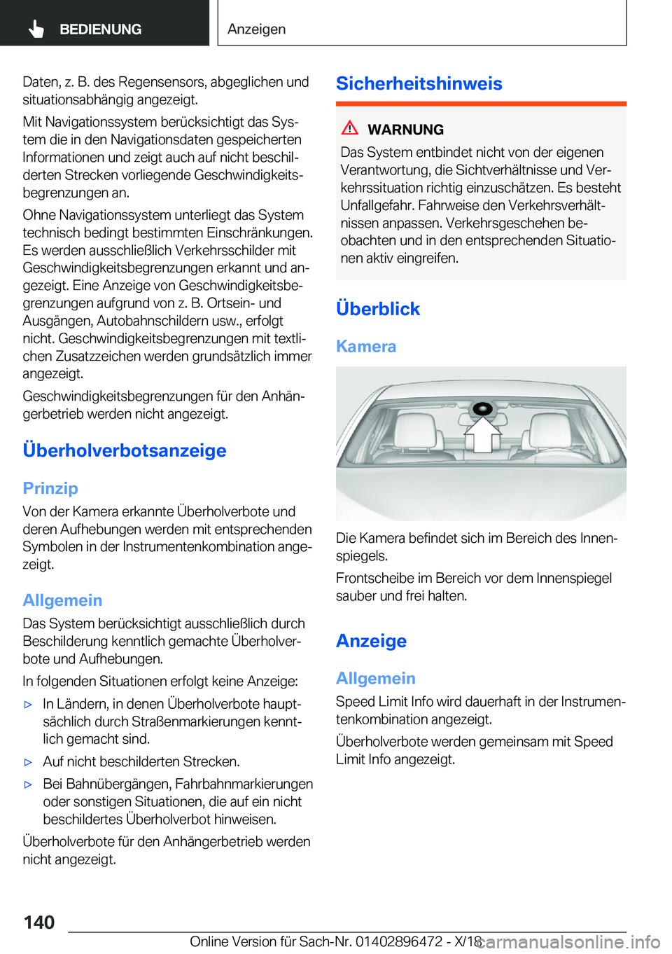 BMW X1 2019  Betriebsanleitungen (in German) �D�a�t�e�n�,��z�.��B�.��d�e�s��R�e�g�e�n�s�e�n�s�o�r�s�,��a�b�g�e�g�l�i�c�h�e�n��u�n�d�s�i�t�u�a�t�i�o�n�s�a�b�h�