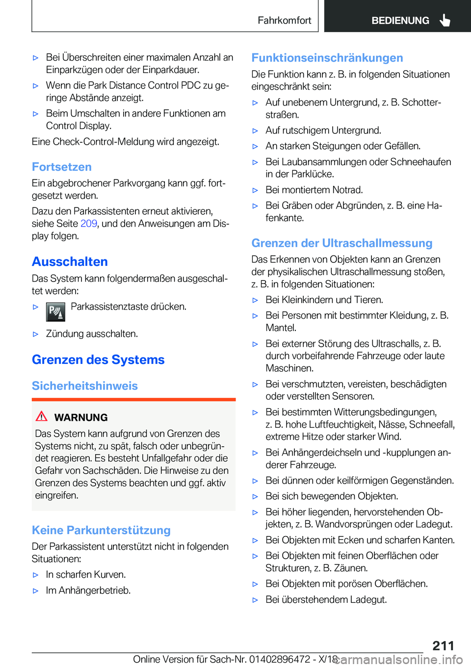 BMW X1 2019  Betriebsanleitungen (in German) x�B�e�i��