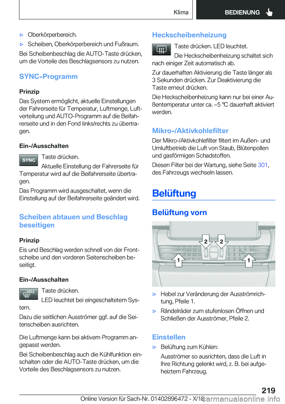 BMW X1 2019  Betriebsanleitungen (in German) x�O�b�e�r�k�
