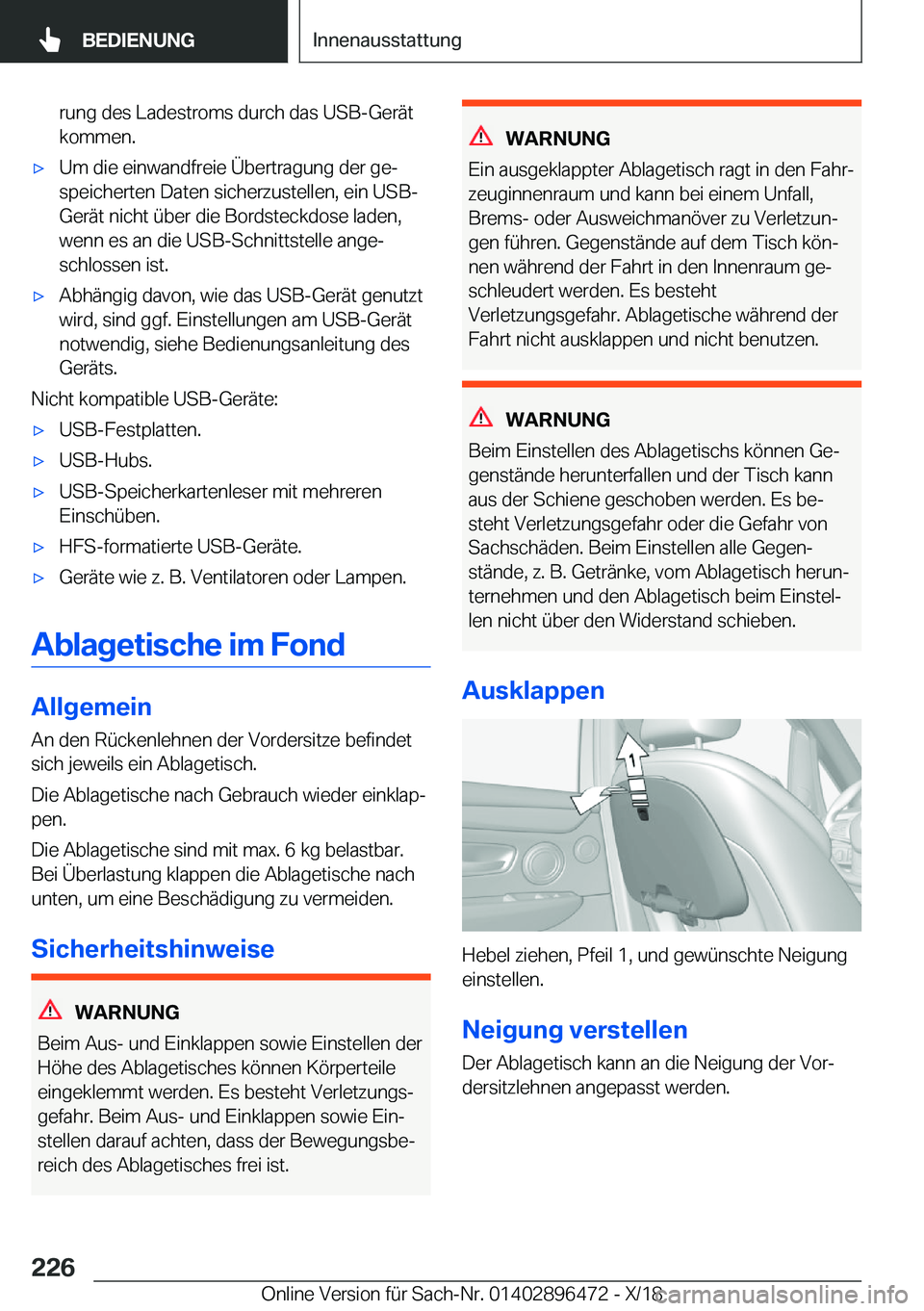 BMW X1 2019  Betriebsanleitungen (in German) �r�u�n�g��d�e�s��L�a�d�e�s�t�r�o�m�s��d�u�r�c�h��d�a�s��U�S�B�-�G�e�r�