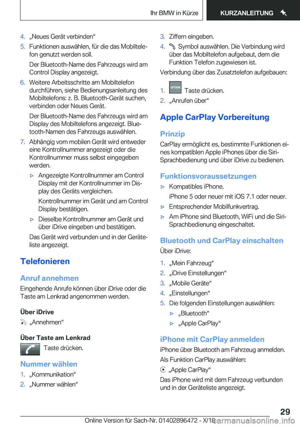 BMW X1 2019  Betriebsanleitungen (in German) �4�.x�N�e�u�e�s��G�e�r�