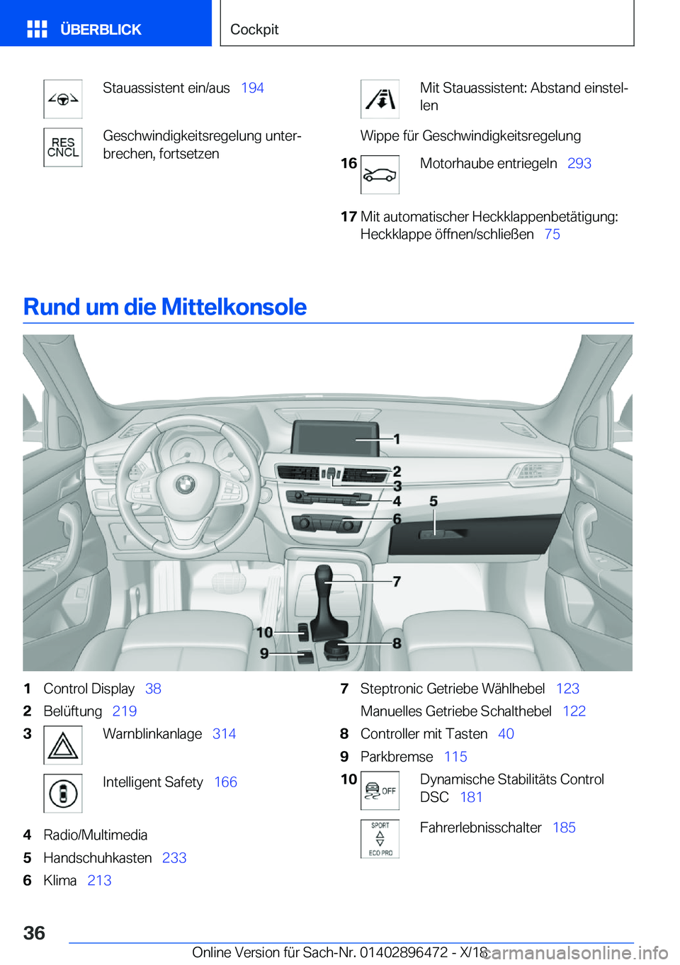 BMW X1 2019  Betriebsanleitungen (in German) �S�t�a�u�a�s�s�i�s�t�e�n�t��e�i�n�/�a�u�s\_�1�9�4�G�e�s�c�h�w�i�n�d�i�g�k�e�i�t�s�r�e�g�e�l�u�n�g��u�n�t�e�rj
�b�r�e�c�h�e�n�,��f�o�r�t�s�e�t�z�e�n�M�i�t��S�t�a�u�a�s�s�i�s�t�e�n�t�:��A�b�s�t�