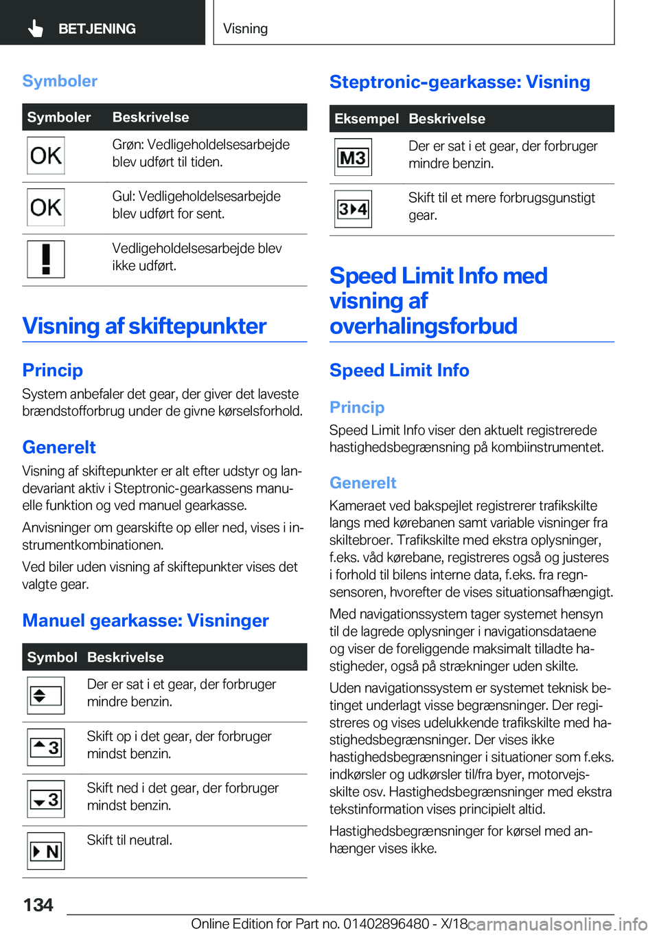 BMW X1 2019  InstruktionsbØger (in Danish) �S�y�m�b�o�l�e�r�S�y�m�b�o�l�e�r�B�e�s�k�r�i�v�e�l�s�e�G�r�