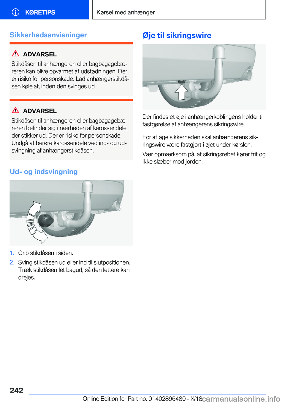 BMW X1 2019  InstruktionsbØger (in Danish) �S�i�k�k�e�r�h�e�d�s�a�n�v�i�s�n�i�n�g�e�r
�A�D�V�A�R�S�E�L
�S�t�i�k�d�å�s�e�n��t�i�l��a�n�h�æ�n�g�e�r�e�n��e�l�l�e�r��b�a�g�b�a�g�a�g�e�b�æj
�r�e�r�e�n��k�a�n��b�l�i�v�e��o�p�v�a�r�m�e�t�