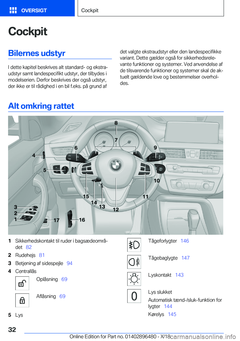 BMW X1 2019  InstruktionsbØger (in Danish) �C�o�c�k�p�i�t�B�i�l�e�r�n�e�s��u�d�s�t�y�r
�I��d�e�t�t�e��k�a�p�i�t�e�l��b�e�s�k�r�i�v�e�s��a�l�t��s�t�a�n�d�a�r�d�-��o�g��e�k�s�t�r�aj
�u�d�s�t�y�r��s�a�m�t��l�a�n�d�e�s�p�e�c�i�f�i�k�t�