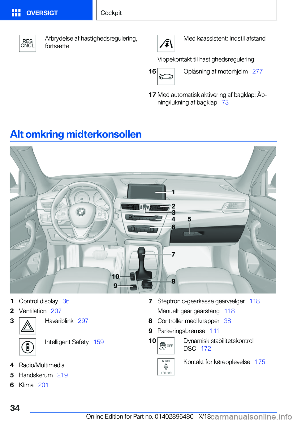 BMW X1 2019  InstruktionsbØger (in Danish) �A�f�b�r�y�d�e�l�s�e��a�f��h�a�s�t�i�g�h�e�d�s�r�e�g�u�l�e�r�i�n�g�,�f�o�r�t�s�æ�t�t�e�M�e�d��k�