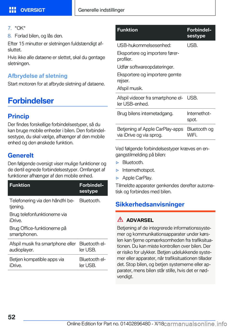BMW X1 2019  InstruktionsbØger (in Danish) �7�.��O�K��8�.�F�o�r�l�a�d��b�i�l�e�n�,��o�g��l�å�s��d�e�n�.
�E�f�t�e�r��1�5��m�i�n�u�t�t�e�r��e�r��s�l�e�t�n�i�n�g�e�n��f�u�l�d�s�t�æ�n�d�i�g�t��a�fj
�s�l�u�t�t�e�t�.
�H�v�i�s��i�k�k�