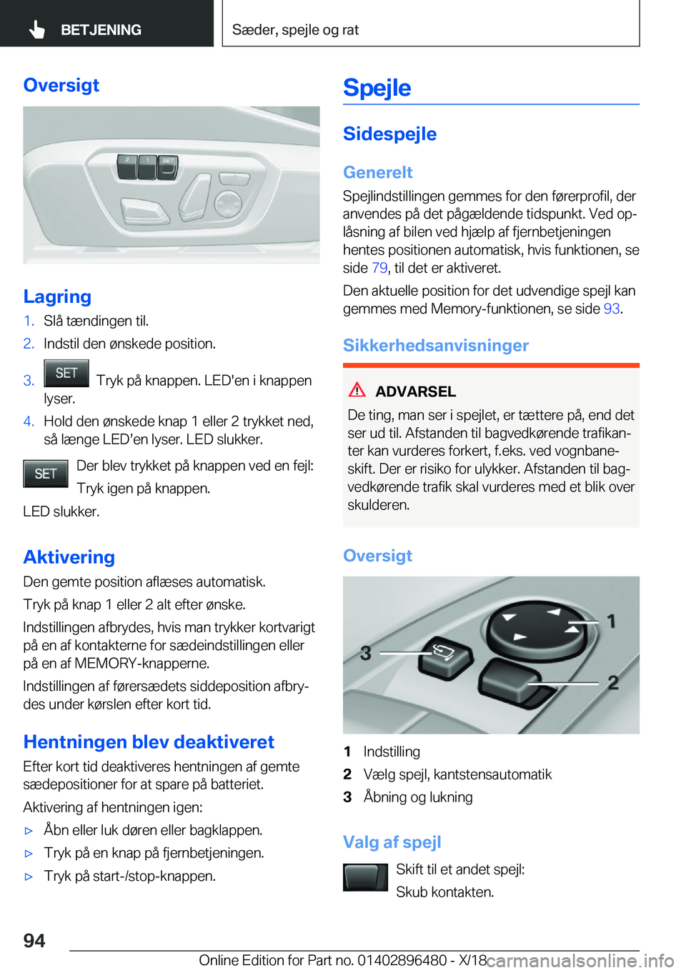 BMW X1 2019  InstruktionsbØger (in Danish) �O�v�e�r�s�i�g�t
�L�a�g�r�i�n�g
�1�.�S�l�å��t�æ�n�d�i�n�g�e�n��t�i�l�.�2�.�I�n�d�s�t�i�l��d�e�n��