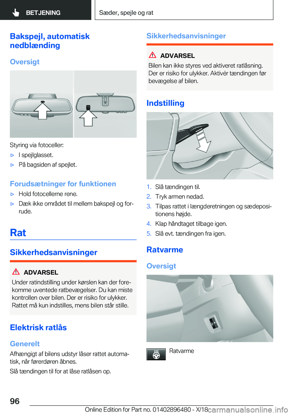 BMW X1 2019  InstruktionsbØger (in Danish) �B�a�k�s�p�e�j�l�,��a�u�t�o�m�a�t�i�s�k
�n�e�d�b�l�æ�n�d�i�n�g
�O�v�e�r�s�i�g�t
�S�t�y�r�i�n�g��v�i�a��f�o�t�o�c�e�l�l�e�r�:
'x�I��s�p�e�j�l�g�l�a�s�s�e�t�.'x�P�å��b�a�g�s�i�d�e�n��a�f
