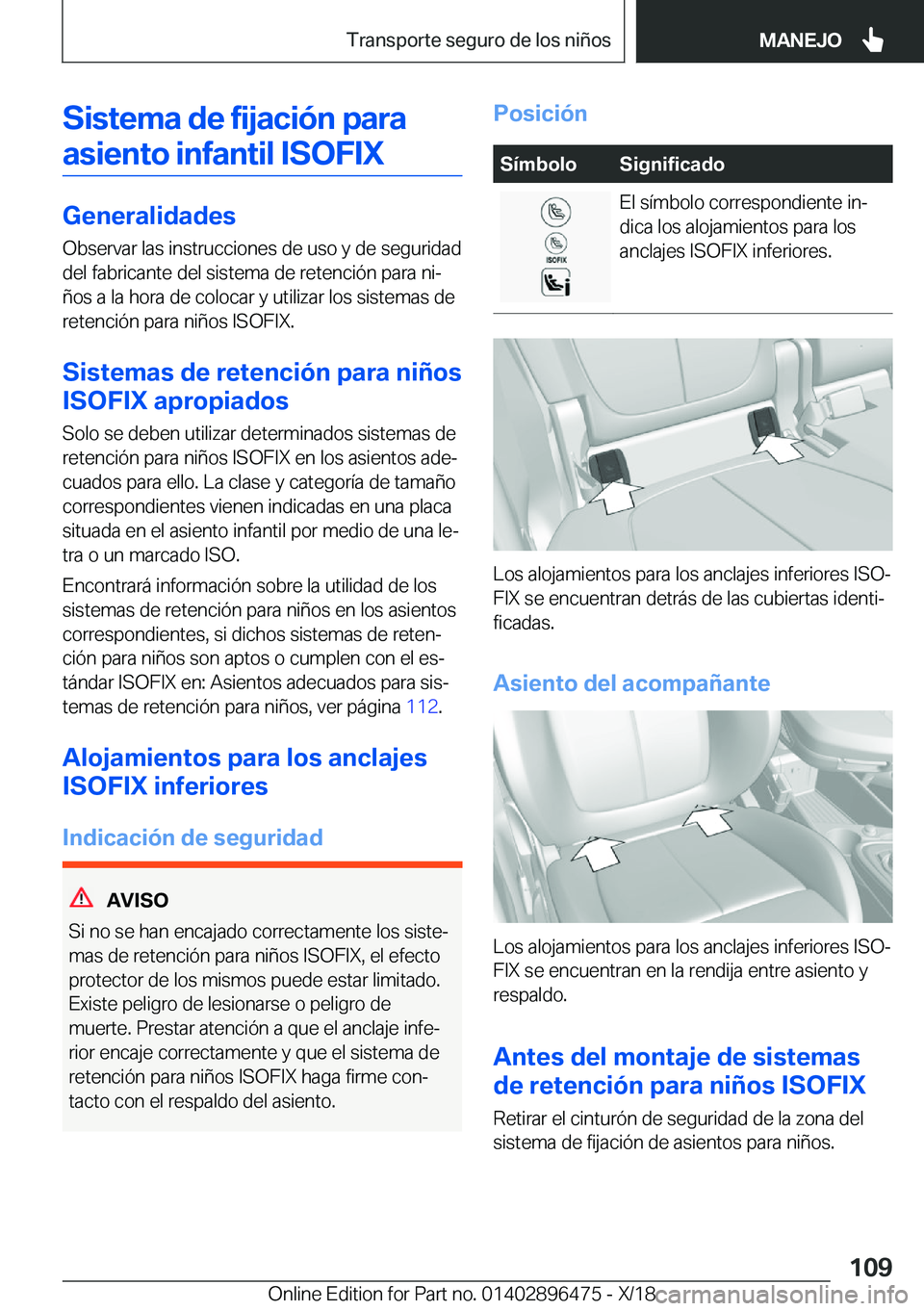 BMW X1 2019  Manuales de Empleo (in Spanish) �S�i�s�t�e�m�a��d�e��f�i�j�a�c�i�