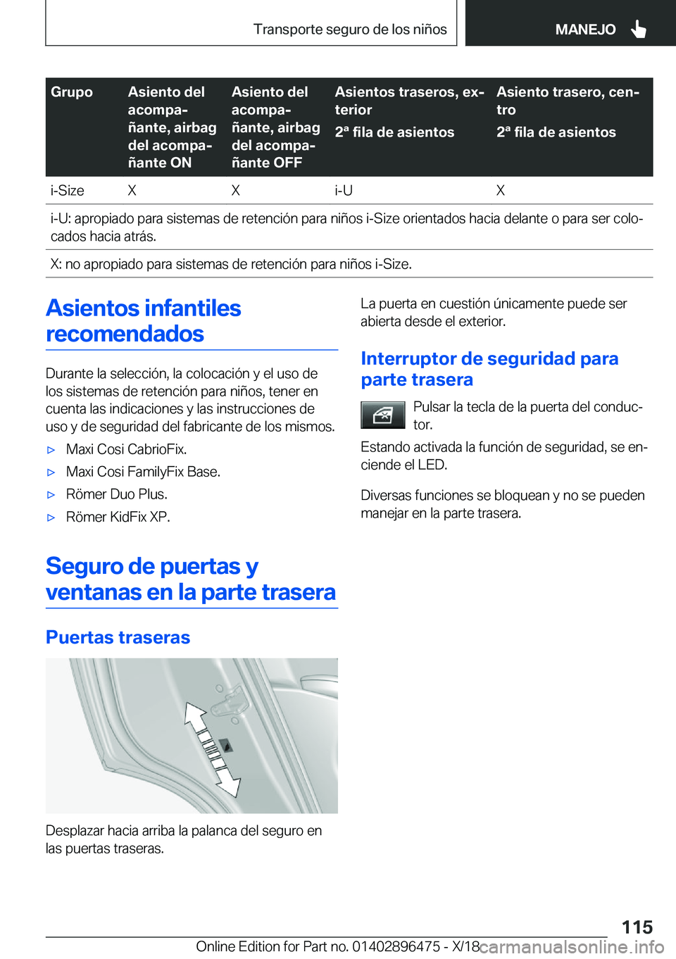 BMW X1 2019  Manuales de Empleo (in Spanish) �G�r�u�p�o�A�s�i�e�n�t�o��d�e�l
�a�c�o�m�p�aj
�