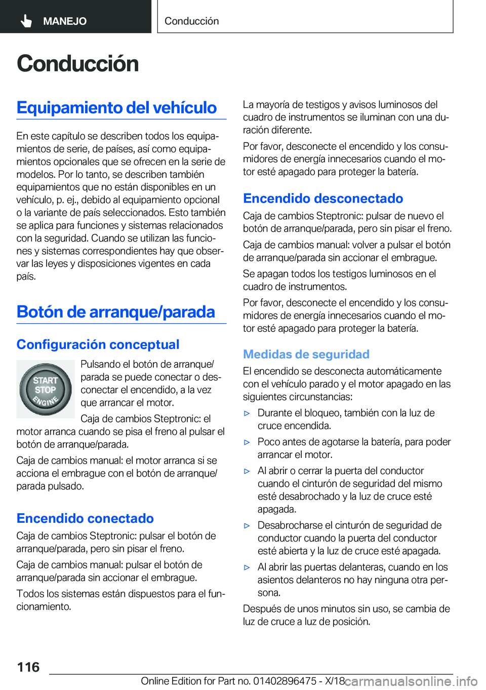 BMW X1 2019  Manuales de Empleo (in Spanish) �C�o�n�d�u�c�c�i�