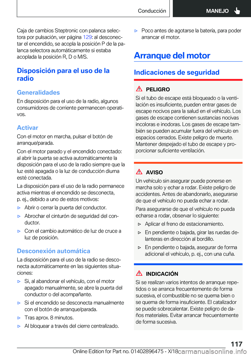 BMW X1 2019  Manuales de Empleo (in Spanish) �C�a�j�a��d�e��c�a�m�b�i�o�s��S�t�e�p�t�r�o�n�i�c��c�o�n��p�a�l�a�n�c�a��s�e�l�e�cª�t�o�r�a��p�o�r��p�u�l�s�a�c�i�