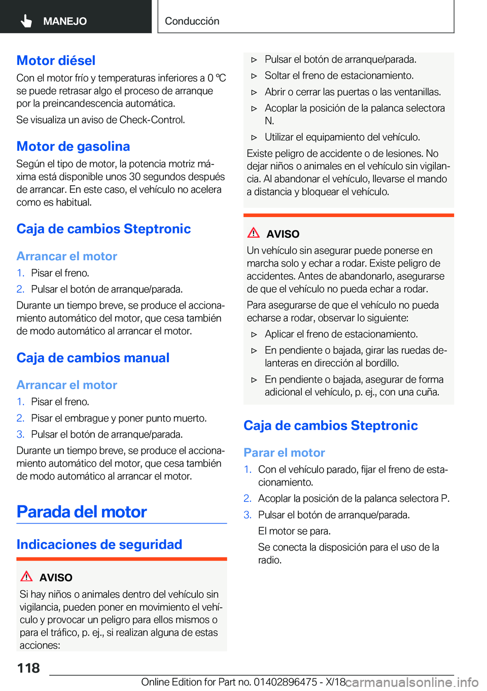 BMW X1 2019  Manuales de Empleo (in Spanish) �M�o�t�o�r��d�i�