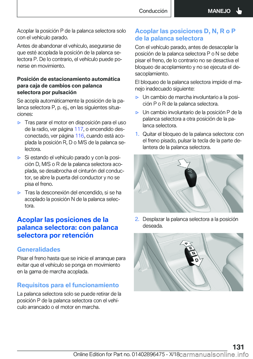 BMW X1 2019  Manuales de Empleo (in Spanish) �A�c�o�p�l�a�r��l�a��p�o�s�i�c�i�