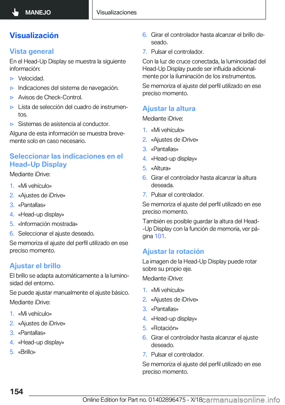 BMW X1 2019  Manuales de Empleo (in Spanish) �V�i�s�u�a�l�i�z�a�c�i�
