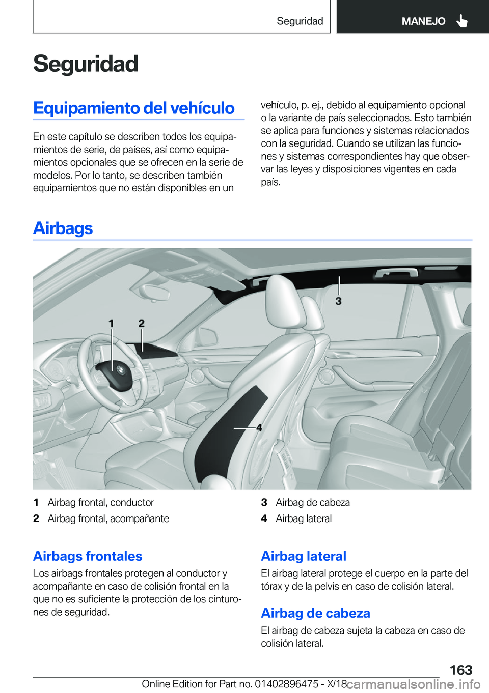 BMW X1 2019  Manuales de Empleo (in Spanish) �S�e�g�u�r�i�d�a�d�E�q�u�i�p�a�m�i�e�n�t�o��d�e�l��v�e�h�