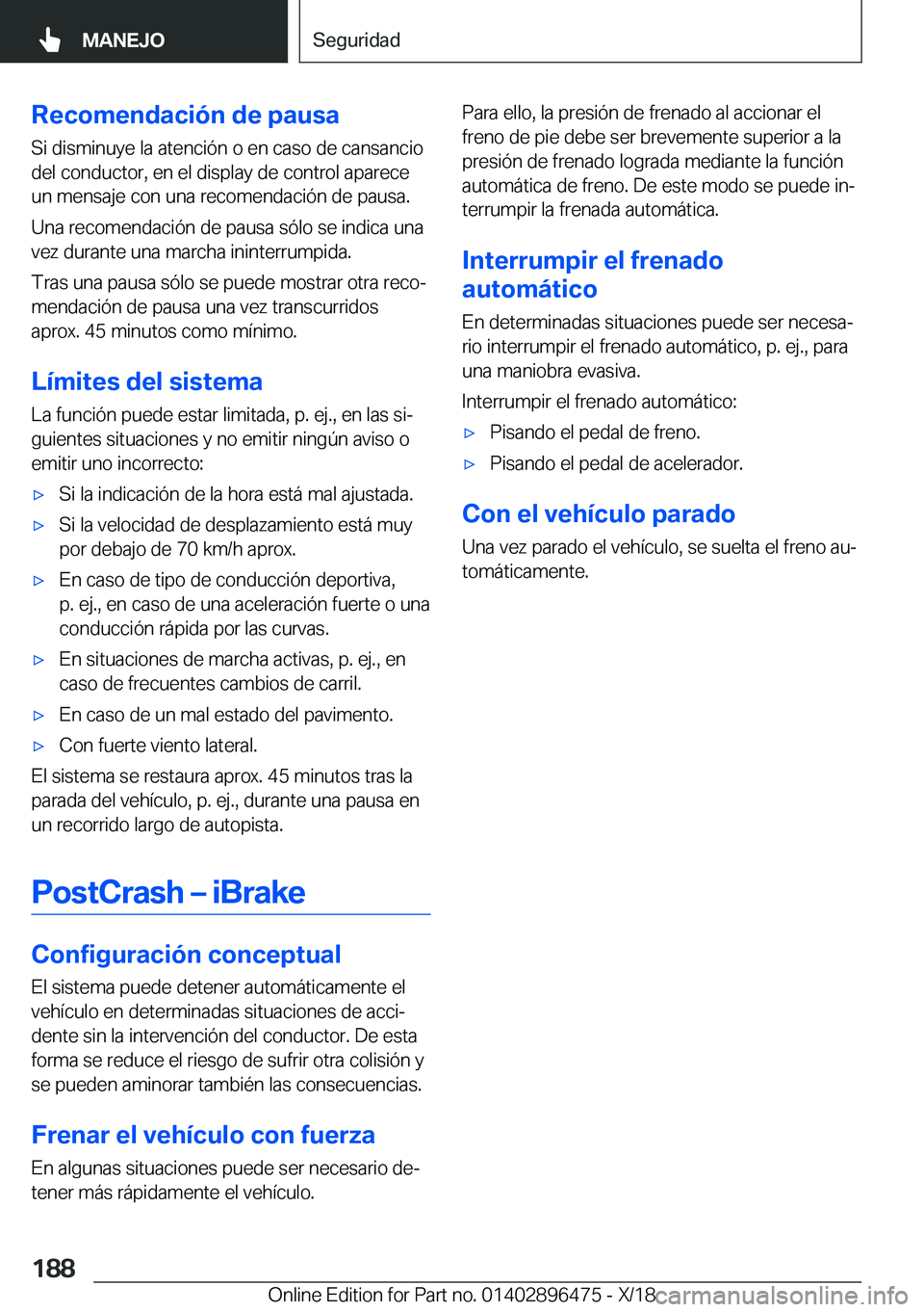 BMW X1 2019  Manuales de Empleo (in Spanish) �R�e�c�o�m�e�n�d�a�c�i�
