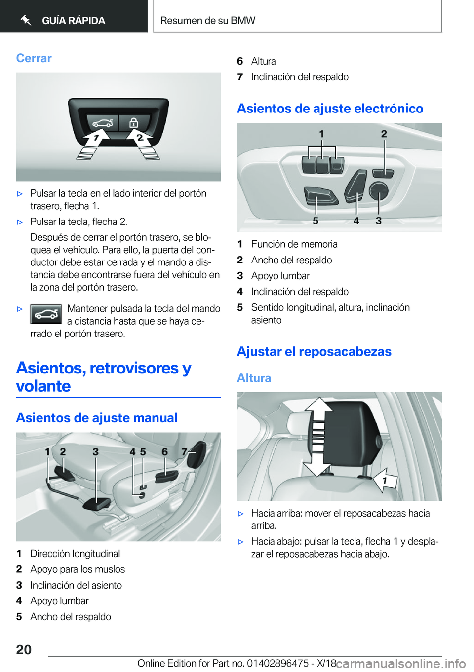 BMW X1 2019  Manuales de Empleo (in Spanish) �C�e�r�r�a�rx�P�u�l�s�a�r��l�a��t�e�c�l�a��e�n��e�l��l�a�d�o��i�n�t�e�r�i�o�r��d�e�l��p�o�r�t�