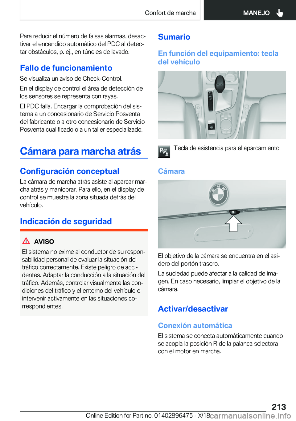 BMW X1 2019  Manuales de Empleo (in Spanish) �P�a�r�a��r�e�d�u�c�i�r��e�l��n�