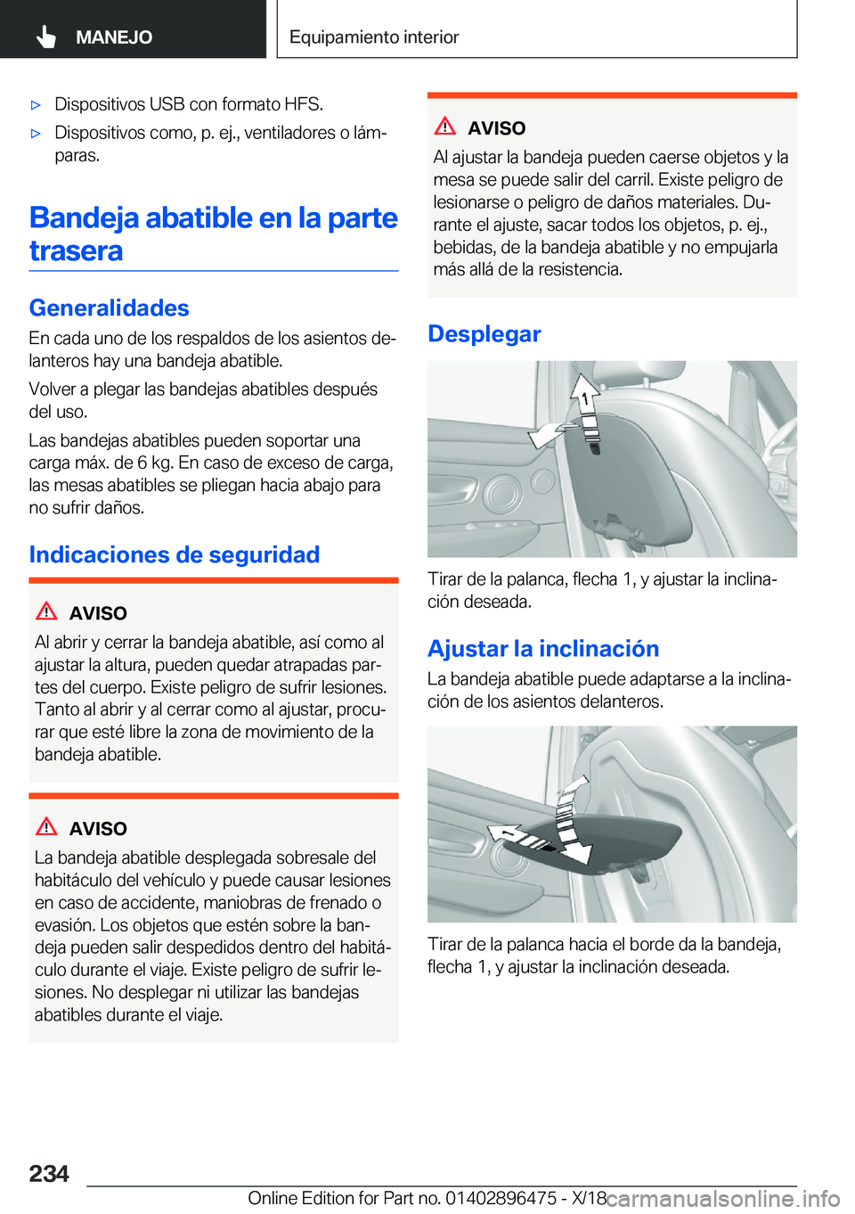 BMW X1 2019  Manuales de Empleo (in Spanish) x�D�i�s�p�o�s�i�t�i�v�o�s��U�S�B��c�o�n��f�o�r�m�a�t�o��H�F�S�.x�D�i�s�p�o�s�i�t�i�v�o�s��c�o�m�o�,��p�.��e�j�.�,��v�e�n�t�i�l�a�d�o�r�e�s��o��l�